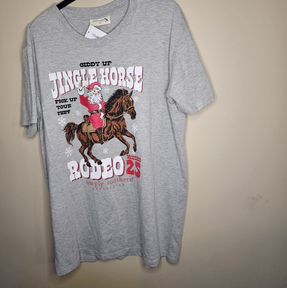 Simply Southern Santa Rodeo Christmas Large Tee - Picture 2 of 4
